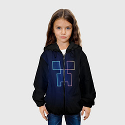 Куртка с капюшоном детская Неоновый крипер, цвет: 3D-черный — фото 2