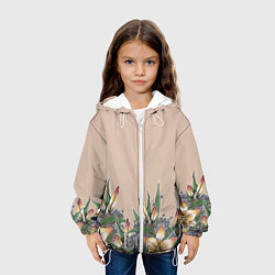 Куртка с капюшоном детская Лилии и сирень, цвет: 3D-белый — фото 2