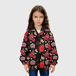 Куртка с капюшоном детская Корона и розы, цвет: 3D-черный — фото 2
