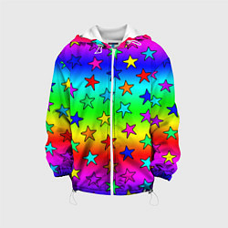 Куртка с капюшоном детская Радужные звезды, цвет: 3D-белый
