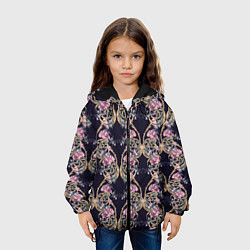 Куртка с капюшоном детская Узор из цветов, цвет: 3D-черный — фото 2
