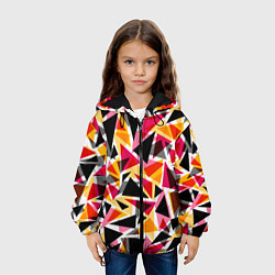 Куртка с капюшоном детская Разноцветные треугольники, цвет: 3D-черный — фото 2