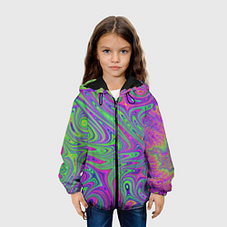 Куртка с капюшоном детская Неоновый абстрактный узор, цвет: 3D-черный — фото 2