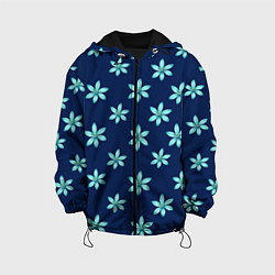 Куртка с капюшоном детская Цветы Голубые, цвет: 3D-черный
