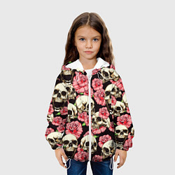 Куртка с капюшоном детская Черепа и цветы, цвет: 3D-белый — фото 2