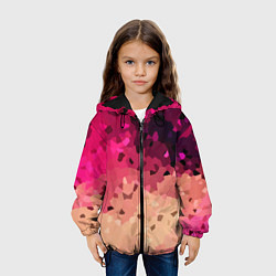 Куртка с капюшоном детская Бежево-малиновый абстрактный, цвет: 3D-черный — фото 2