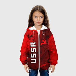 Куртка с капюшоном детская USSR - Серп и Молот - Краска, цвет: 3D-белый — фото 2