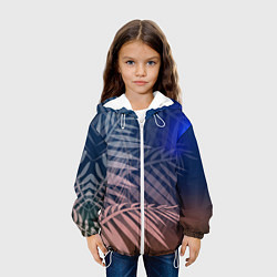 Куртка с капюшоном детская Тропическая ночь, цвет: 3D-белый — фото 2
