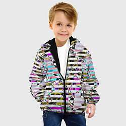 Куртка с капюшоном детская Полосатый абстрактный узор, цвет: 3D-черный — фото 2