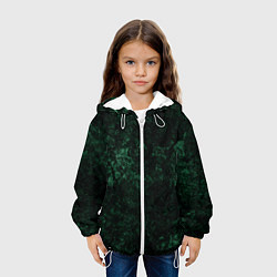Куртка с капюшоном детская Темно-зеленый мраморный узор, цвет: 3D-белый — фото 2