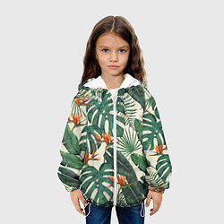 Куртка с капюшоном детская Тропический паттерн, цвет: 3D-белый — фото 2