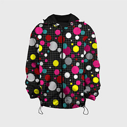 Куртка с капюшоном детская Разноцветный горох на черном, цвет: 3D-черный