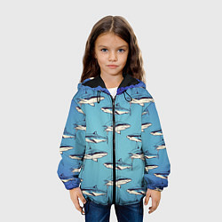 Куртка с капюшоном детская Акулы Паттерн, цвет: 3D-черный — фото 2