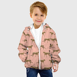 Куртка с капюшоном детская Гепарды на розовом, цвет: 3D-белый — фото 2
