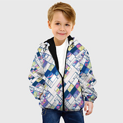 Куртка с капюшоном детская Этнический узор пэчворк, цвет: 3D-черный — фото 2