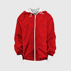 Куртка с капюшоном детская Ярко-красный мраморный узор, цвет: 3D-белый