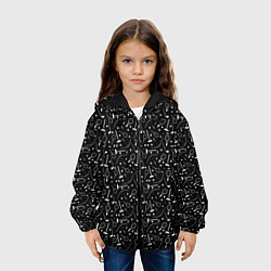 Куртка с капюшоном детская Черно-белый спортивный узор, цвет: 3D-черный — фото 2