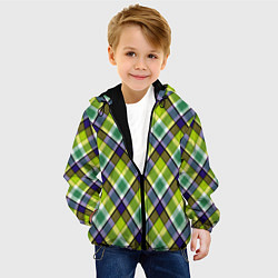 Куртка с капюшоном детская Крупный клетчатый косой узор, цвет: 3D-черный — фото 2