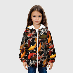 Куртка с капюшоном детская Карпы кои Японские карпы, цвет: 3D-белый — фото 2