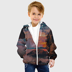 Куртка с капюшоном детская Закат на качелях, цвет: 3D-белый — фото 2