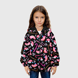Куртка с капюшоном детская Новогодняя ночь, акварельный узор, цвет: 3D-черный — фото 2