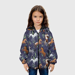 Куртка с капюшоном детская Лошадки узор, цвет: 3D-черный — фото 2