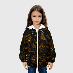 Куртка с капюшоном детская ХЕЛЛОУИН ПАТТЕРН КОТИКИ HALLOWEEN KITTY, цвет: 3D-белый — фото 2