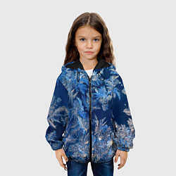 Куртка с капюшоном детская Снежинки макро snowflakes macro, цвет: 3D-черный — фото 2