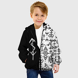 Куртка с капюшоном детская ПАТТЕРН РУНЫ RUNES Z, цвет: 3D-черный — фото 2
