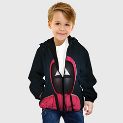 Куртка с капюшоном детская ИГРА В КАЛЬМАРА СОТРУДНИК ТРЕУГОЛЬНИК SQUID GAME, цвет: 3D-черный — фото 2