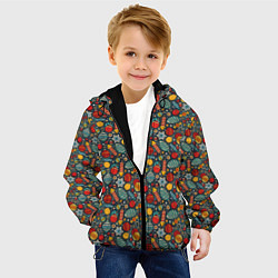 Куртка с капюшоном детская Новогодняя Праздничная Символика, цвет: 3D-черный — фото 2