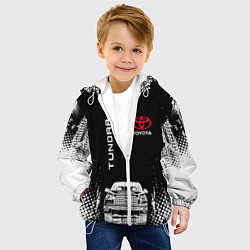 Куртка с капюшоном детская Toyota Tundra Следы шин, цвет: 3D-белый — фото 2