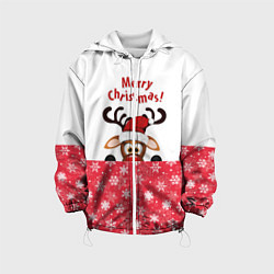 Куртка с капюшоном детская Оленёнок Merry Christmas, цвет: 3D-белый