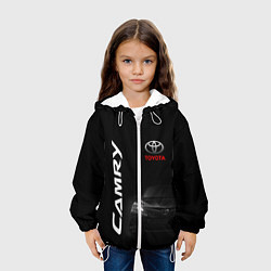 Куртка с капюшоном детская Черная Тойота Камри, цвет: 3D-белый — фото 2