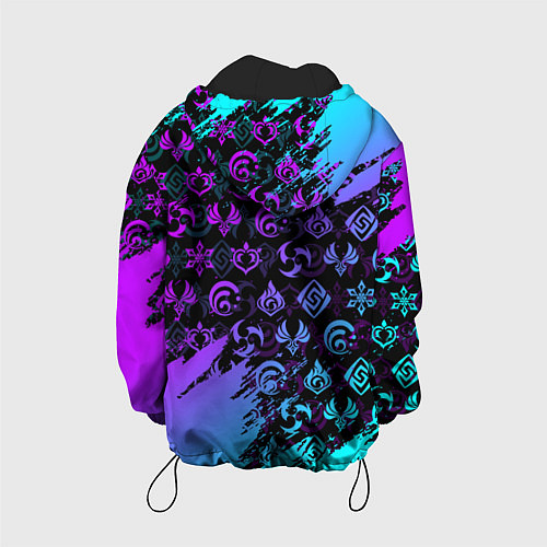 Детская куртка GENSHIN NEON PATTERN SYMBOL НЕОН ЭМБЛЕМЫ / 3D-Черный – фото 2