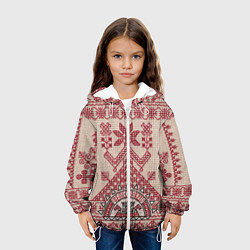 Куртка с капюшоном детская Славянская вышивка Узоры Руси, цвет: 3D-белый — фото 2