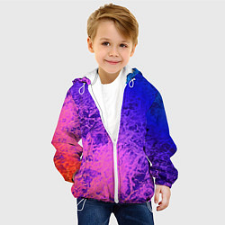 Куртка с капюшоном детская Абстрактный пурпурно-синий, цвет: 3D-белый — фото 2