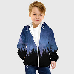 Куртка с капюшоном детская НОЧНОЙ ЛЕС И ЗВЕЗДЫ, цвет: 3D-белый — фото 2