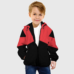 Куртка с капюшоном детская ГЕОМЕТРИЯ МИНИМАЛИЗМ КРАСНЫЕ ПОЛОСЫ, цвет: 3D-черный — фото 2