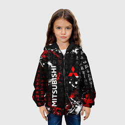 Куртка с капюшоном детская Японские символы Митсубиси, цвет: 3D-черный — фото 2