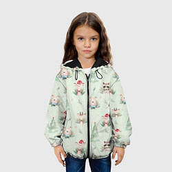 Куртка с капюшоном детская Олени, медведи и еноты, цвет: 3D-черный — фото 2