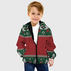 Куртка с капюшоном детская Knitted Christmas Pattern, цвет: 3D-черный — фото 2