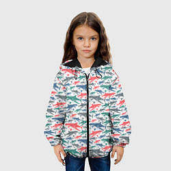 Куртка с капюшоном детская Разноцветные Акулы, цвет: 3D-черный — фото 2