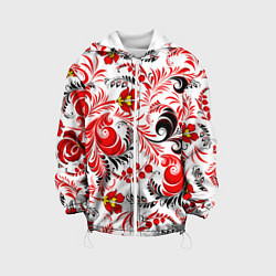 Куртка с капюшоном детская Русская национальная роспись, цвет: 3D-белый