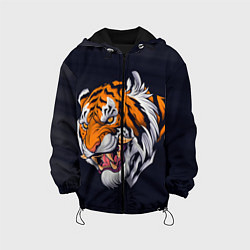 Куртка с капюшоном детская Саблезубый тигр голова, цвет: 3D-черный