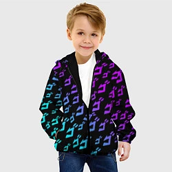 Куртка с капюшоном детская JOJOS BIZARRE ADVENTURE NEON PATTERN НЕОН УЗОР, цвет: 3D-черный — фото 2