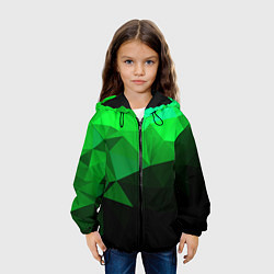 Куртка с капюшоном детская Изумрудный Зеленый Геометрия, цвет: 3D-черный — фото 2