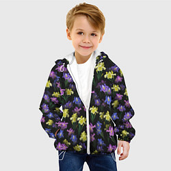 Куртка с капюшоном детская Ночные ирисы, цвет: 3D-белый — фото 2