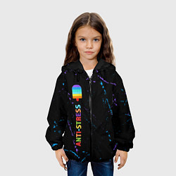 Куртка с капюшоном детская Поп Ит Анти Стресс - Мороженое - Гранж, цвет: 3D-черный — фото 2