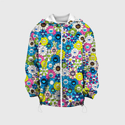 Куртка с капюшоном детская Takashi Murakami Улыбающиеся цветы, цвет: 3D-белый